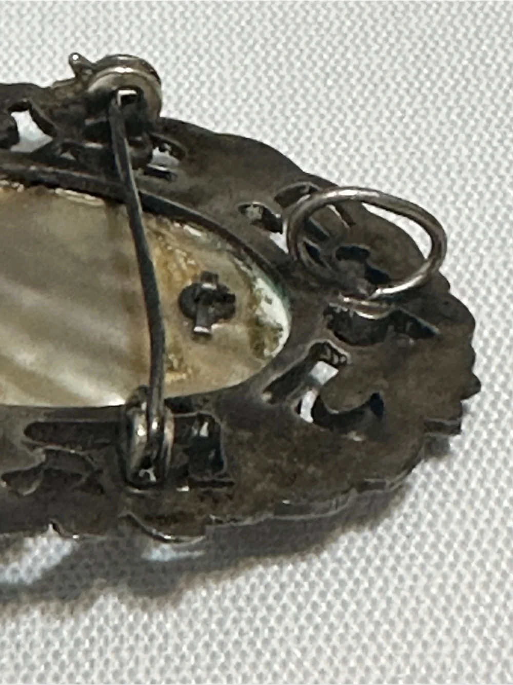 Vintage Mexican sterling silver and abalone shell floral brooch and pendant.